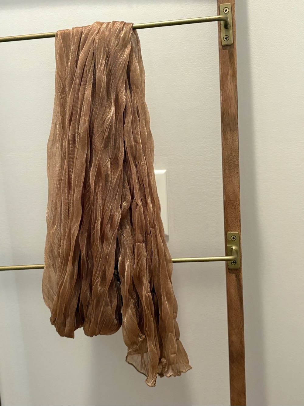 Shimmery Crinkle Metallic Scarf in Champagne